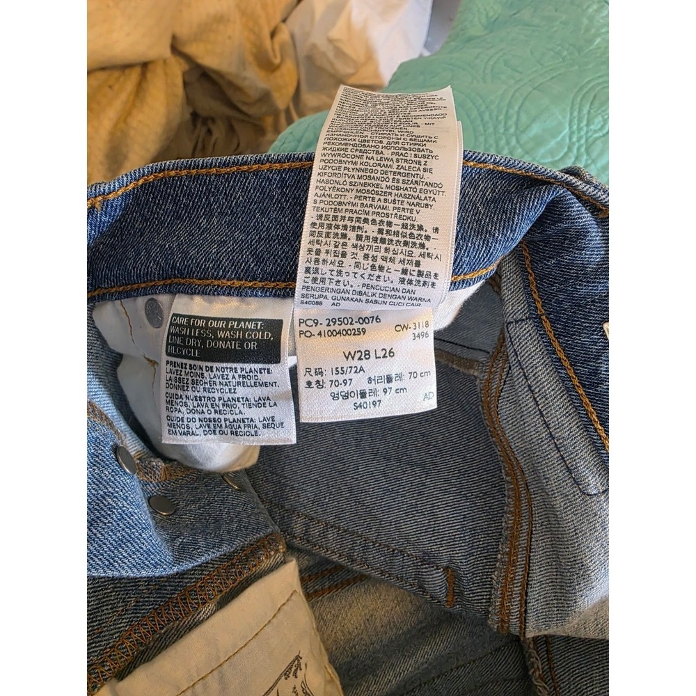 Levis Premium 501 S Skinny Patchwork Colorblock Jeans Blue 29502-0076 W28 L26 - Picture 6 of 9